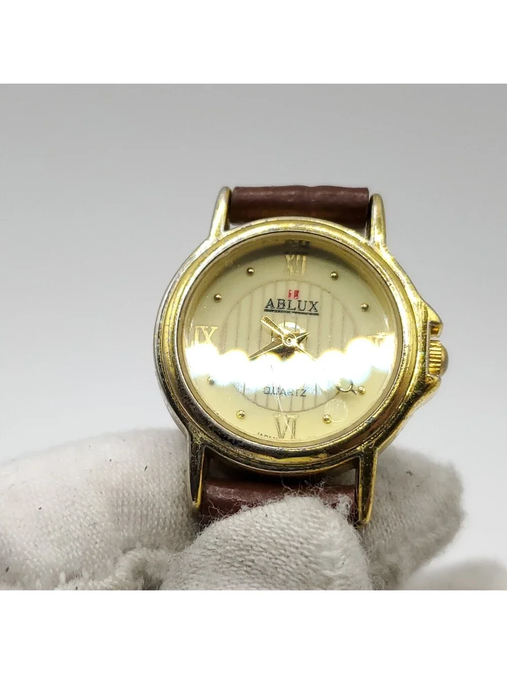 Ablux Quartz Brown Leather Band 22mm Womens Watch New Battery
